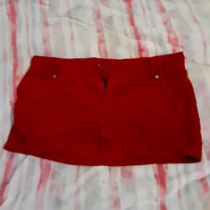 BURGUNDY CORDUROY MINI SKIRT